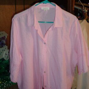 NEW-PRETTY PINK FEMININE BLOUSE-BEACH LUNCH LOUNGE-LIGHT BREEZY-SZ XL